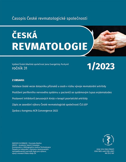 obálka časopisu ČESKÁ REVMATOLOGIE